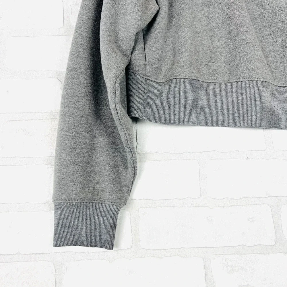 Gray Cropped‎ Hoodie Drawstring Pullover Long Sleeve Casual Comfy xS - Picture 8 of 12